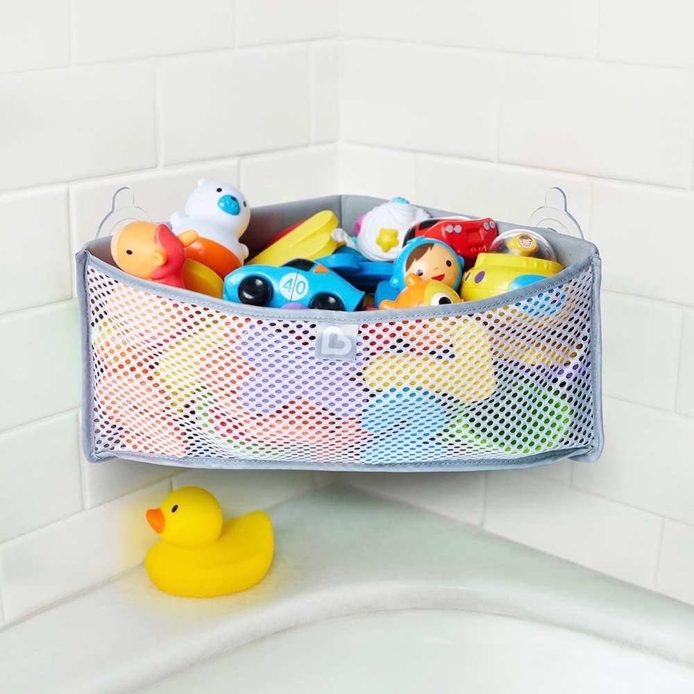 Gray Mesh Bath Toy Organizer